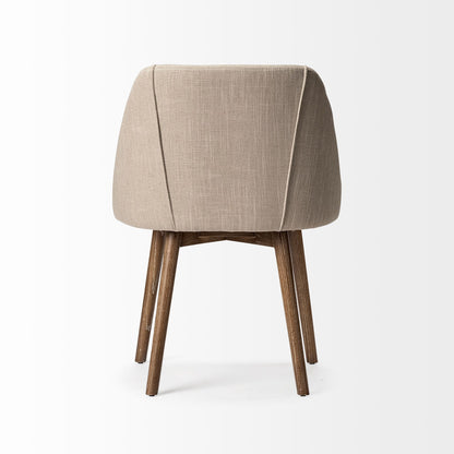 Cream & Brown Fabric Side Chairs - Set of 2