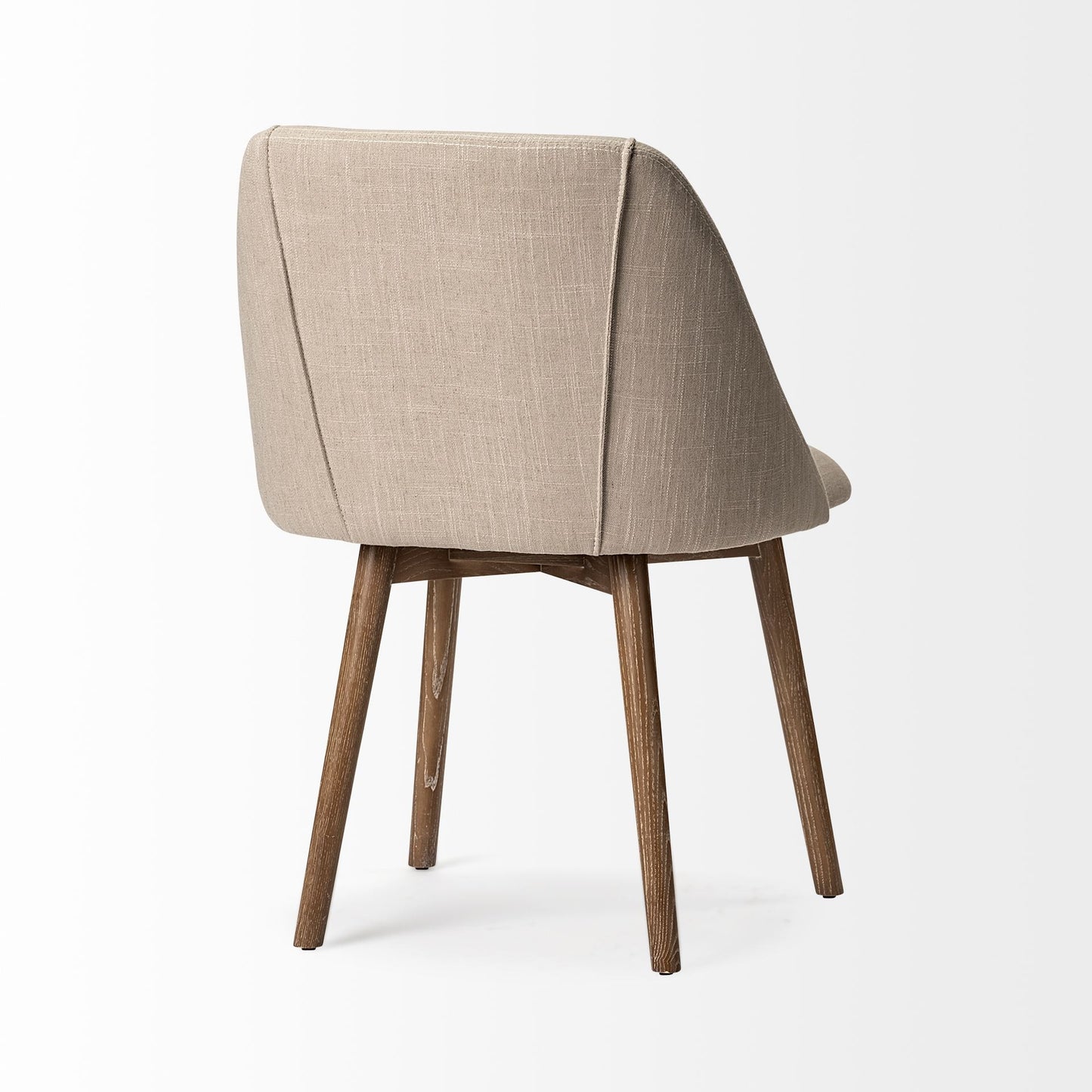 Cream & Brown Fabric Side Chairs - Set of 2