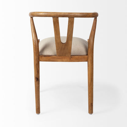 Beige & Brown Fabric Wishbone Back