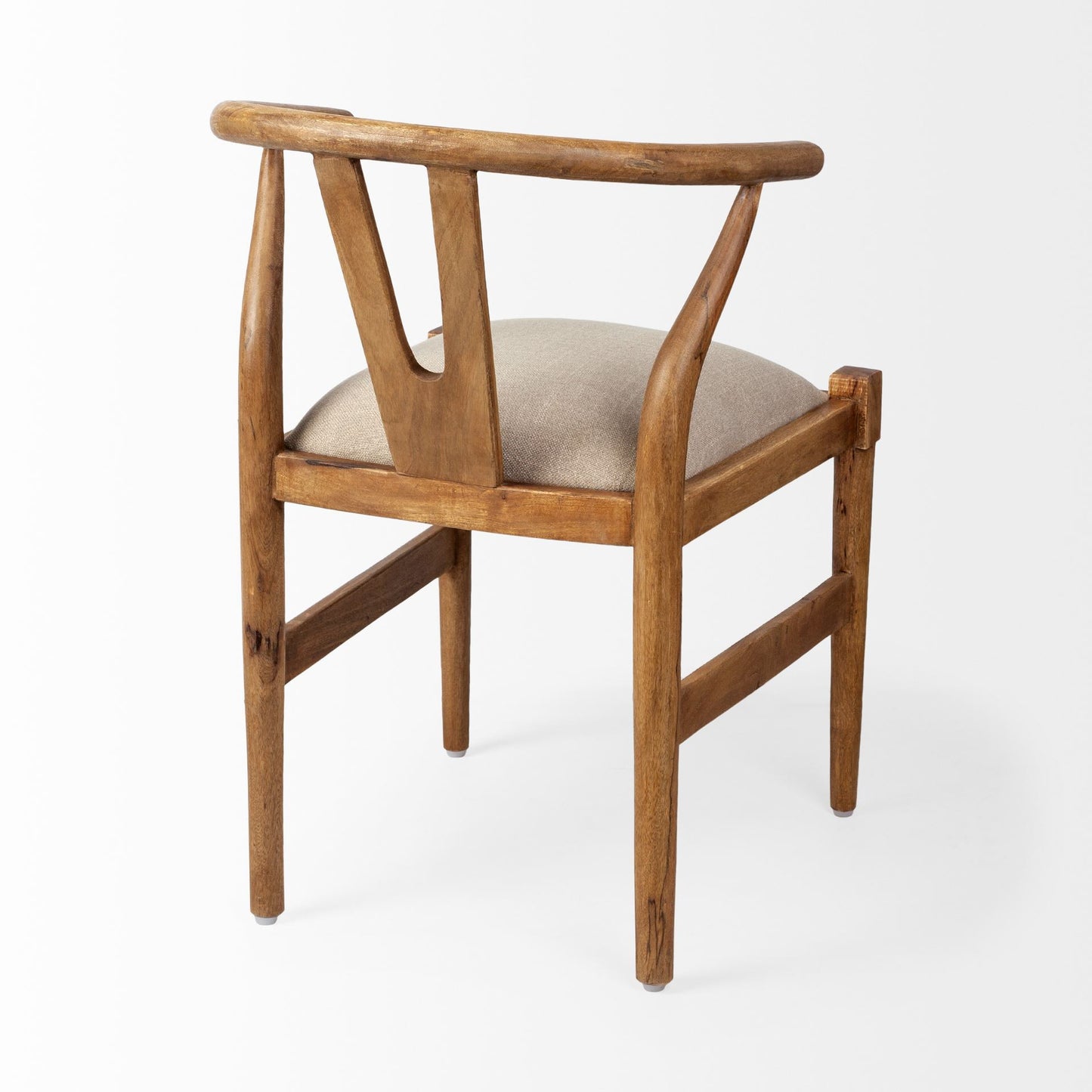 Beige & Brown Fabric Wishbone Back