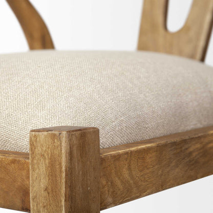 Beige & Brown Fabric Wishbone Back