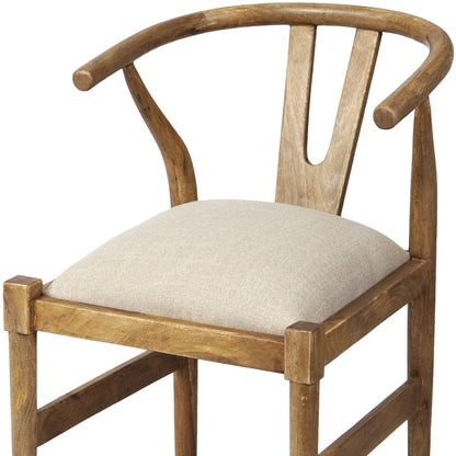 Beige & Brown Fabric Wishbone Back