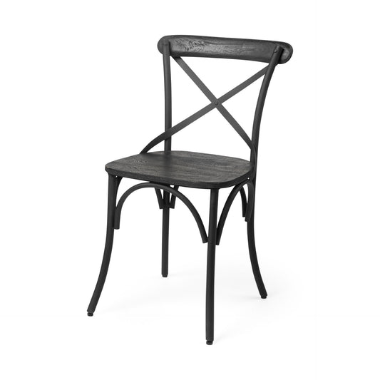 Black Wood Cross Back Side Chairs - Set of 2