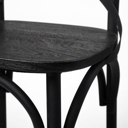 Black Wood Cross Back Side Chairs - Set of 2