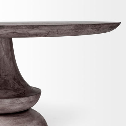 Gray Rounded Solid Wood Pedestal Base Dining Table