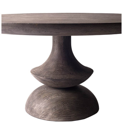 Gray Rounded Solid Wood Pedestal Base Dining Table