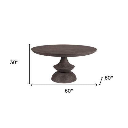Gray Rounded Solid Wood Pedestal Base Dining Table