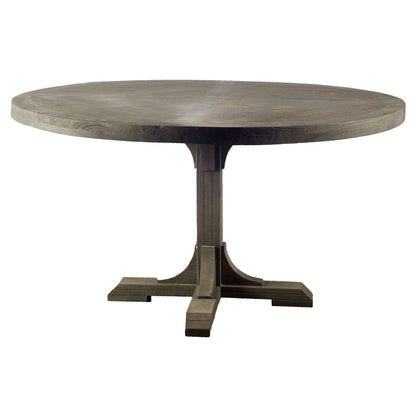 Brown Rounded Solid Wood Pedestal Base Dining Table