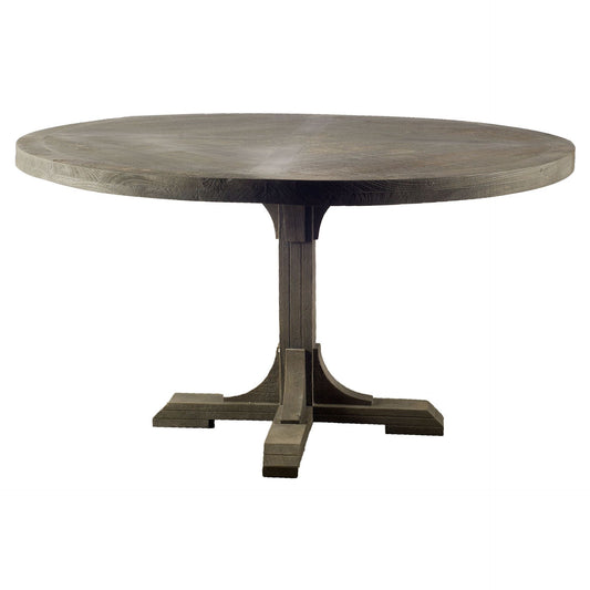 Brown Rounded Solid Wood Pedestal Base Dining Table