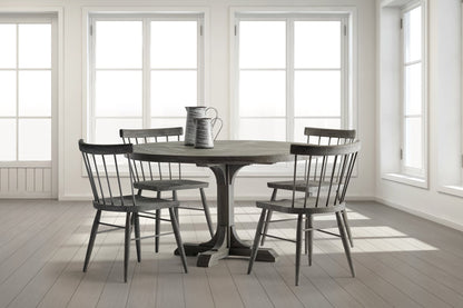Brown Rounded Solid Wood Pedestal Base Dining Table