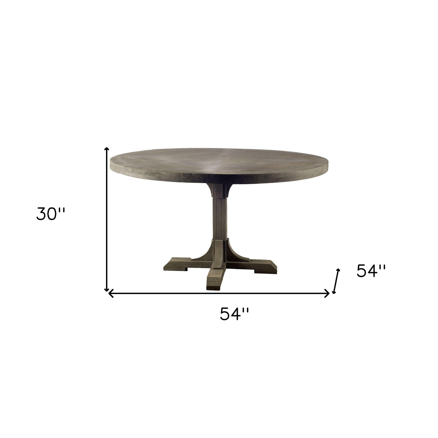 Brown Rounded Solid Wood Pedestal Base Dining Table