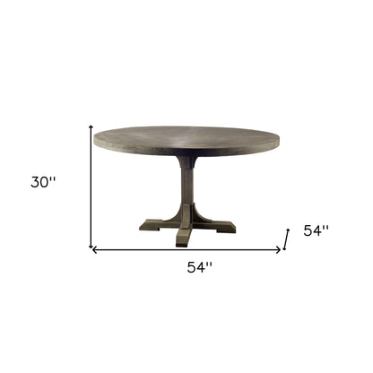 Brown Rounded Solid Wood Pedestal Base Dining Table