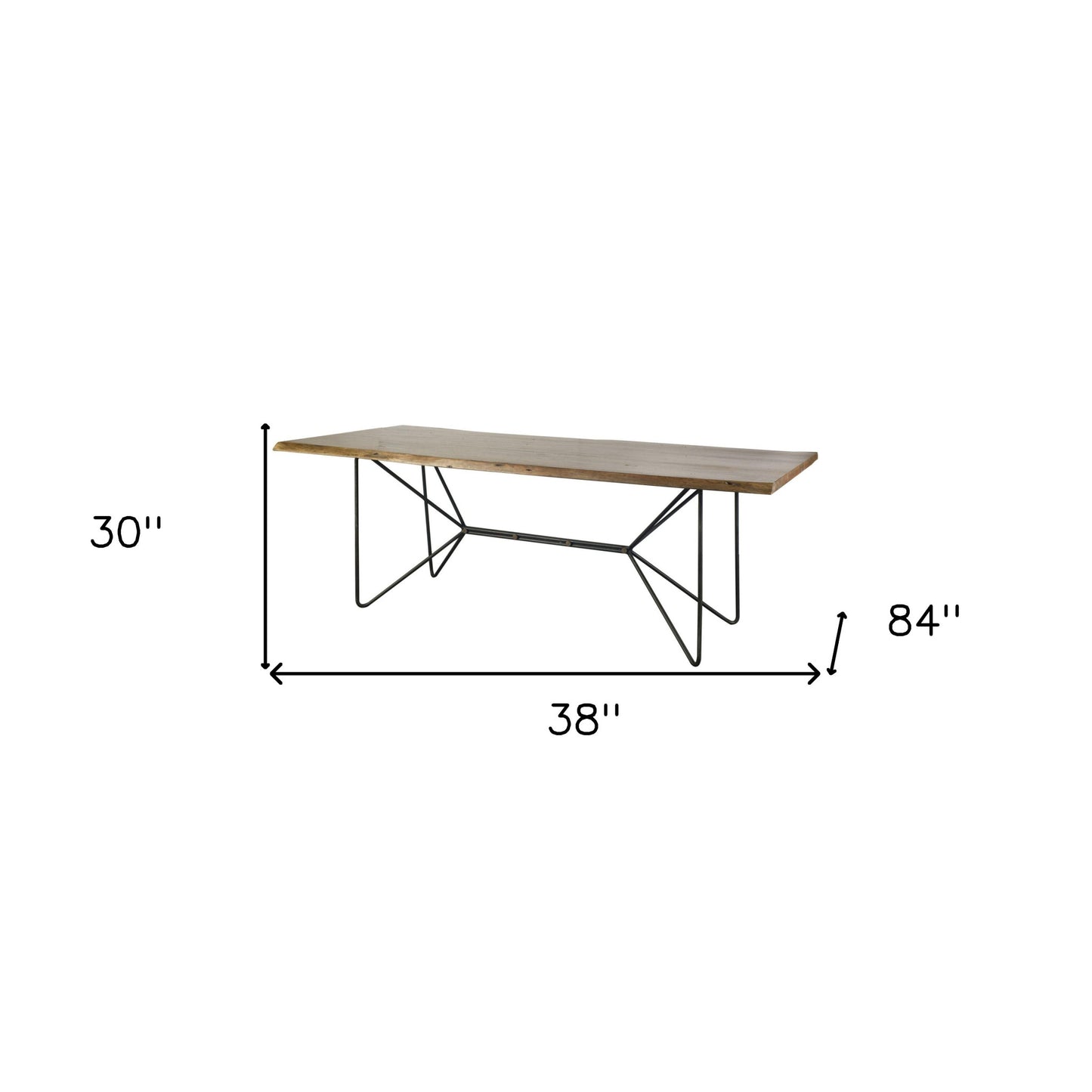 Natural And Black Solid Wood And Metal Trestle Base Dining Table