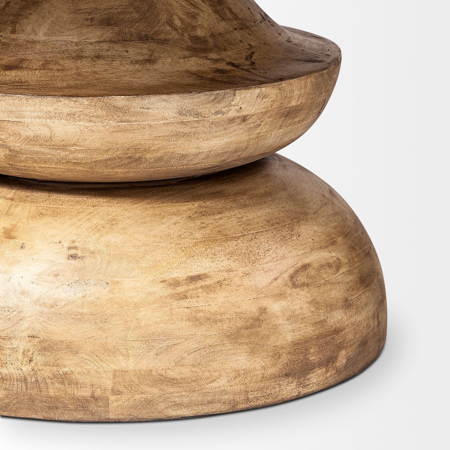 Natural Rounded Solid Wood Pedestal Base Dining Table