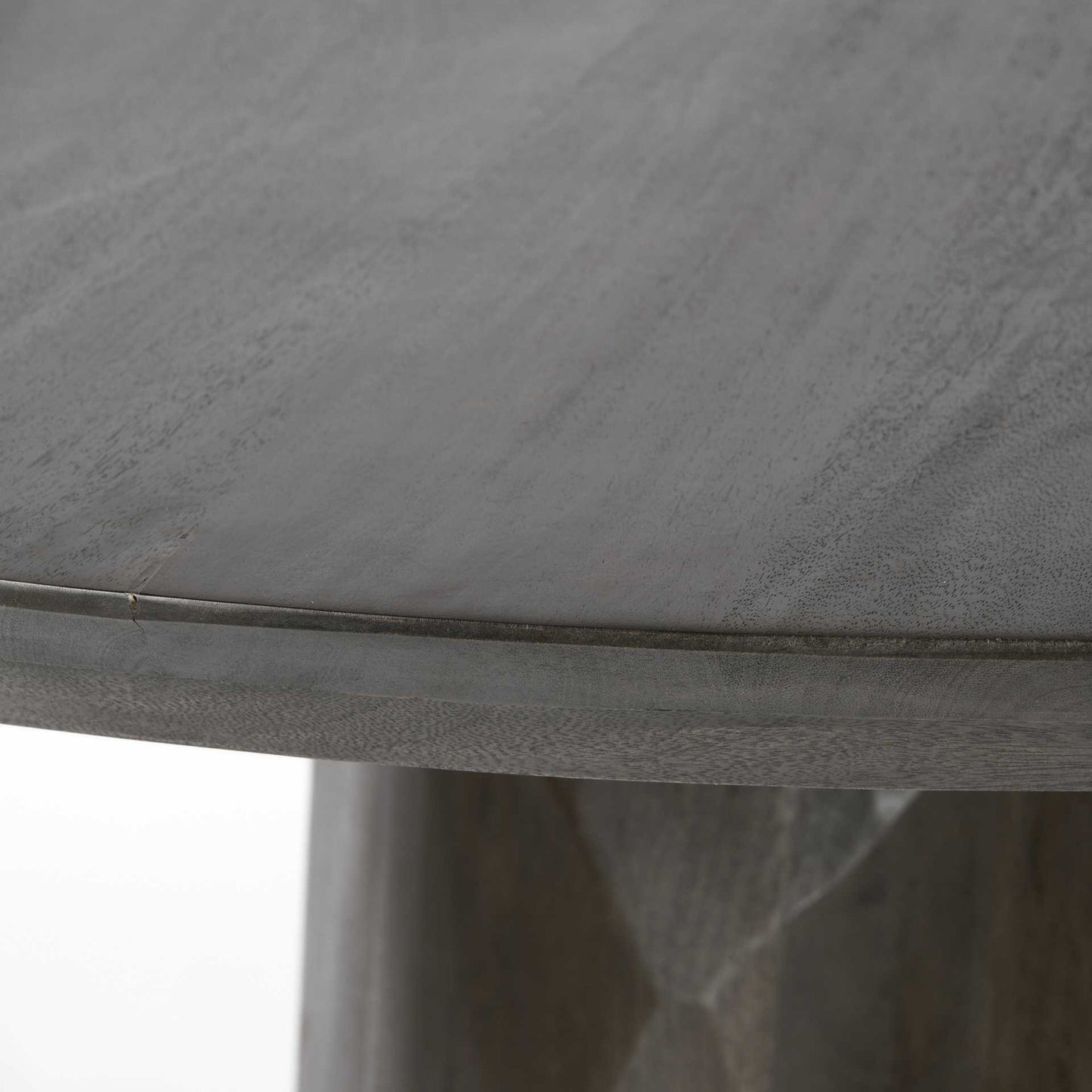 Brown Rounded Solid Wood Pedestal Base Dining Table