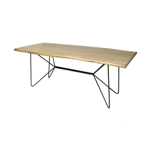 Brown And Black Solid Wood And Metal Dining Table