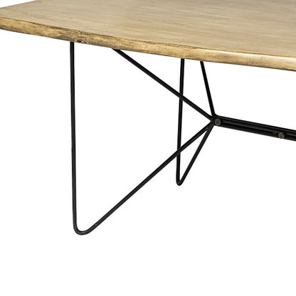Brown And Black Solid Wood And Metal Dining Table