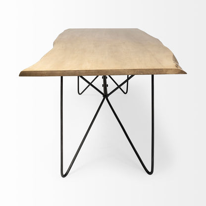Brown And Black Solid Wood And Metal Dining Table