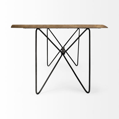 Brown And Black Solid Wood And Metal Dining Table