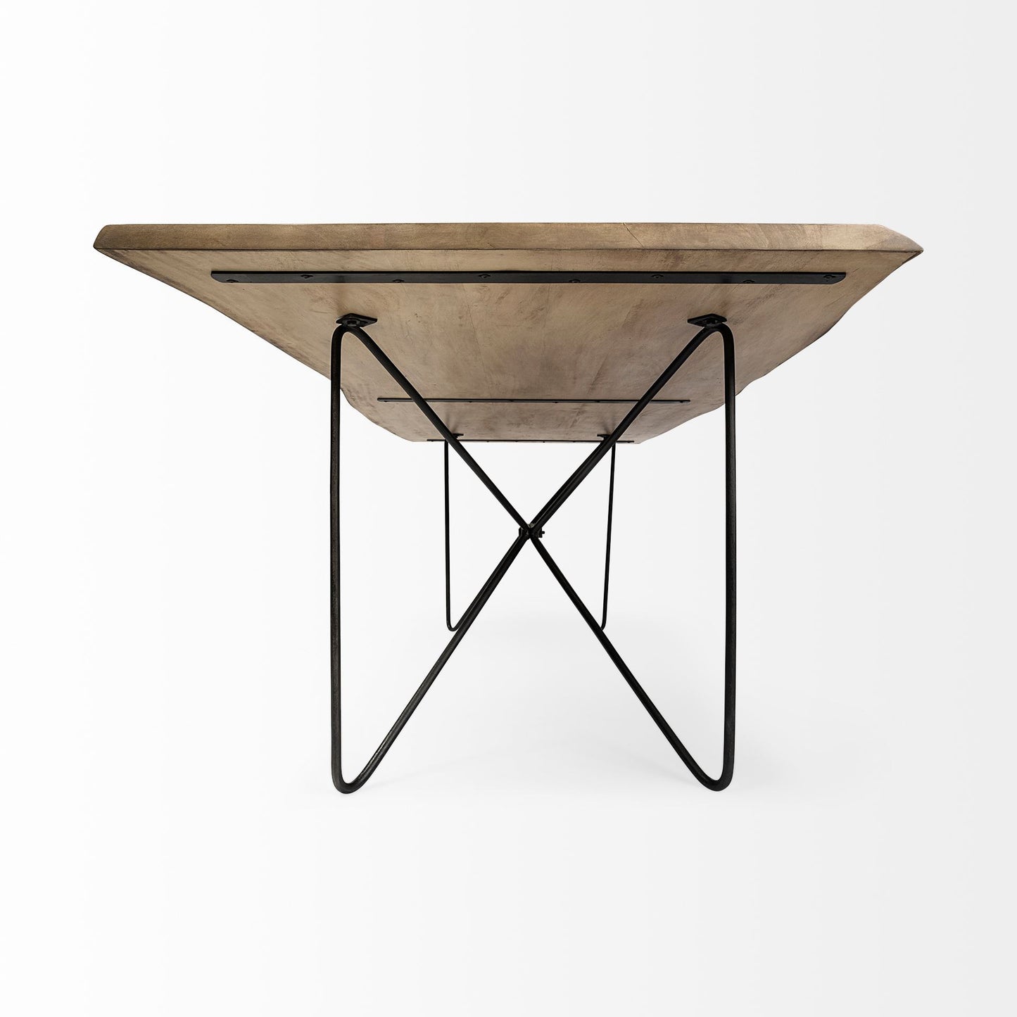 Brown And Black Solid Wood And Metal Dining Table