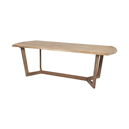 Natural And Brown Solid Wood Trestle Base Dining Table