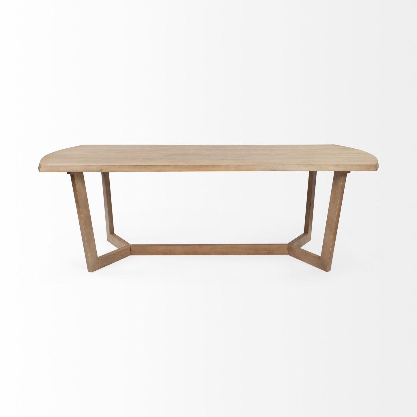Natural And Brown Solid Wood Trestle Base Dining Table