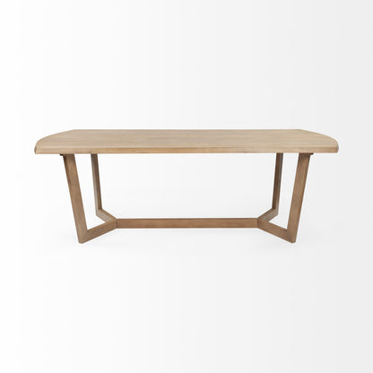 Natural And Brown Solid Wood Trestle Base Dining Table