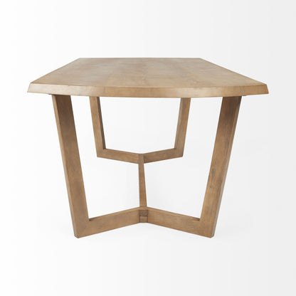 Natural And Brown Solid Wood Trestle Base Dining Table