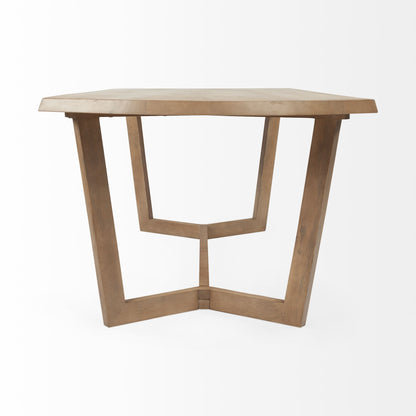 Natural And Brown Solid Wood Trestle Base Dining Table