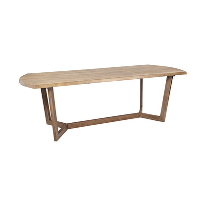 Natural And Brown Solid Wood Trestle Base Dining Table