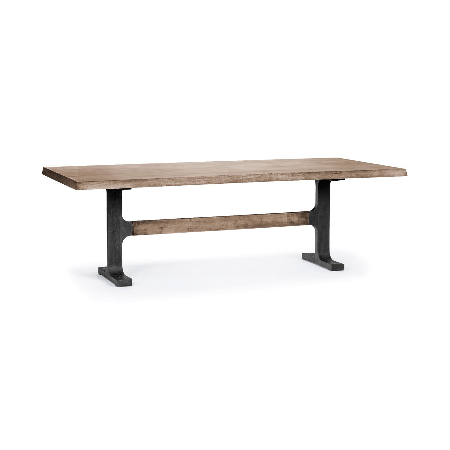 Natural And Black Solid Wood And Metal Trestle Base Dining Table