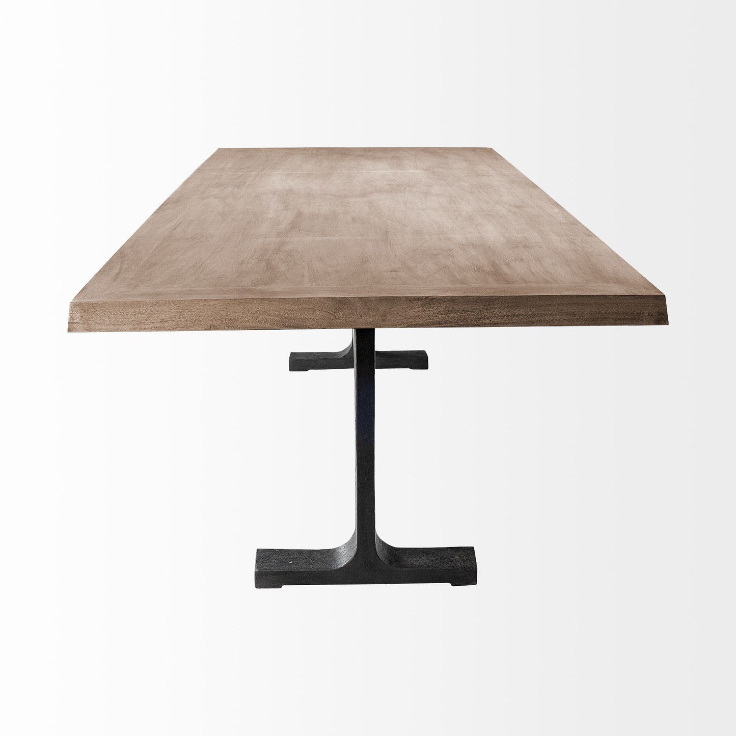 Natural And Black Solid Wood And Metal Trestle Base Dining Table