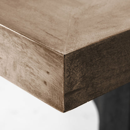 Natural And Black Solid Wood And Metal Trestle Base Dining Table