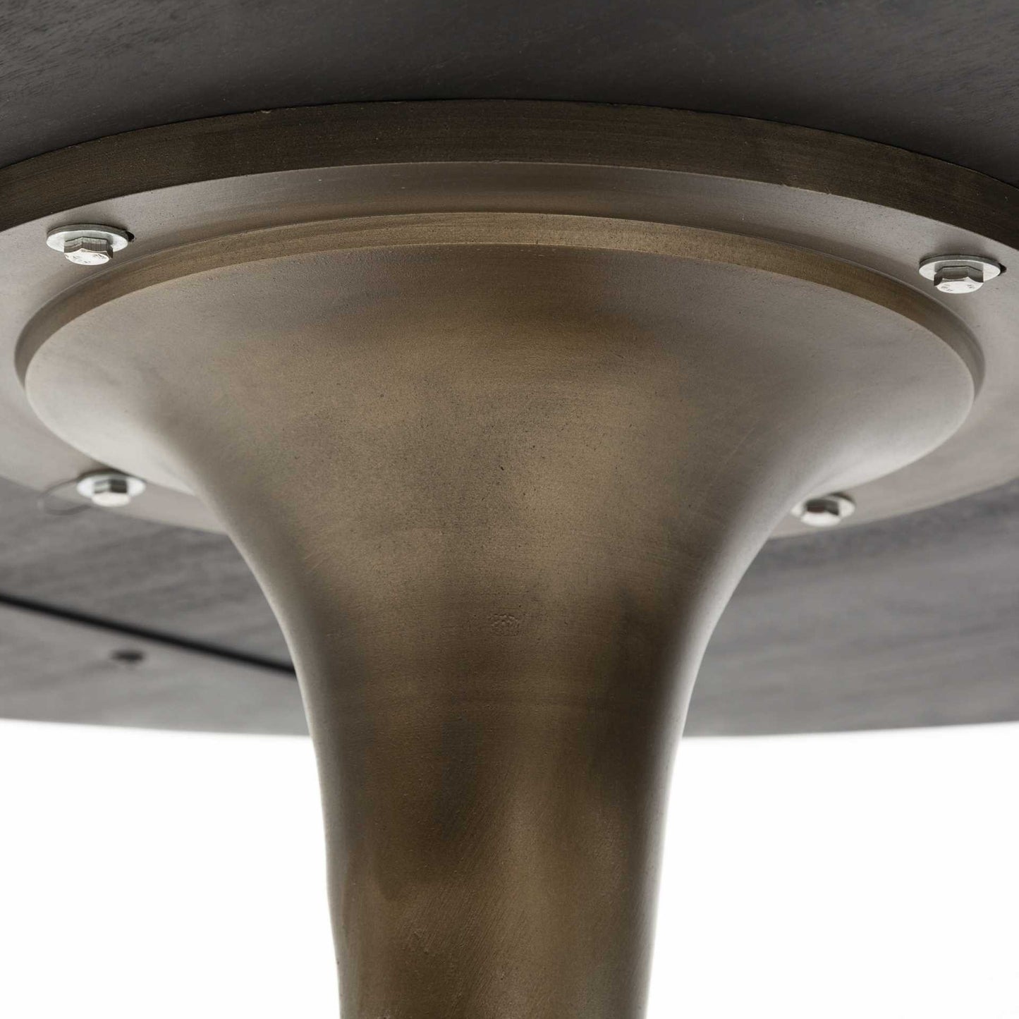 Black And Brass Rounded Solid Wood And Metal Pedestal Base Dining Table