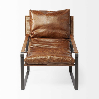 Brown & Black Leather Distressed Lounge Chair