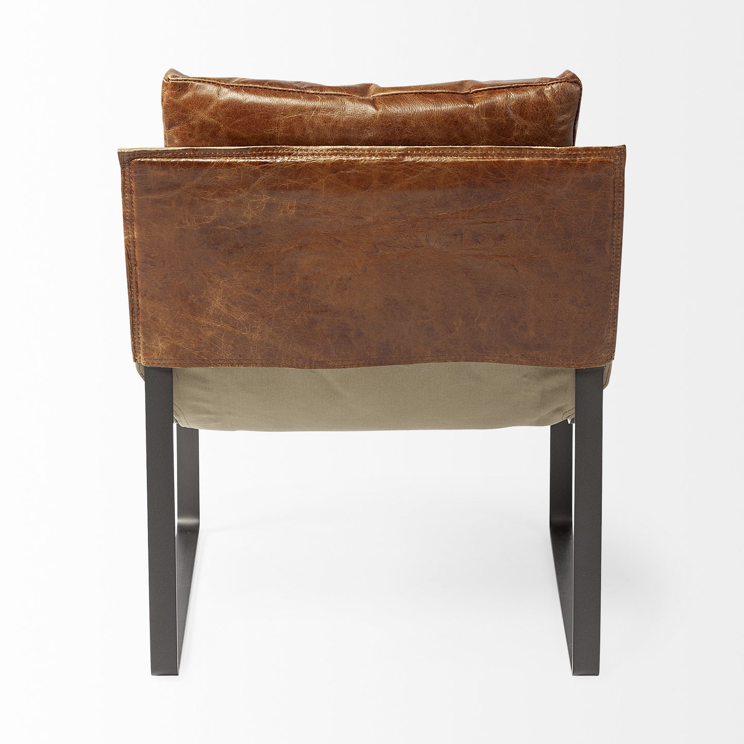 Brown & Black Leather Distressed Lounge Chair