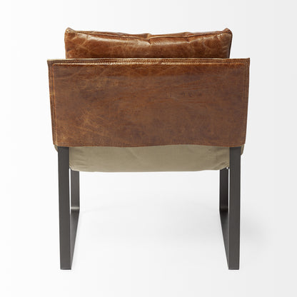 Brown & Black Leather Distressed Lounge Chair