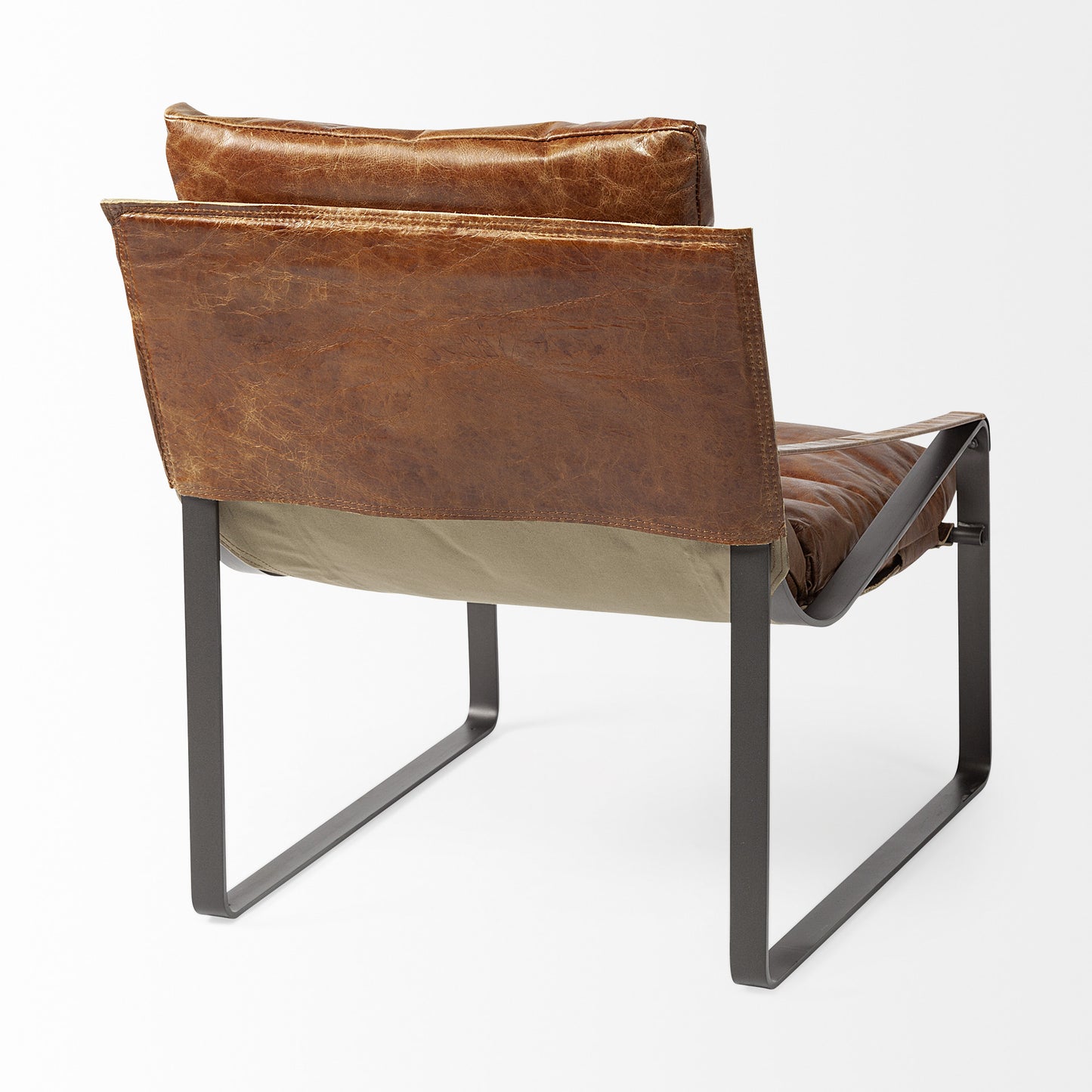 Brown & Black Leather Distressed Lounge Chair