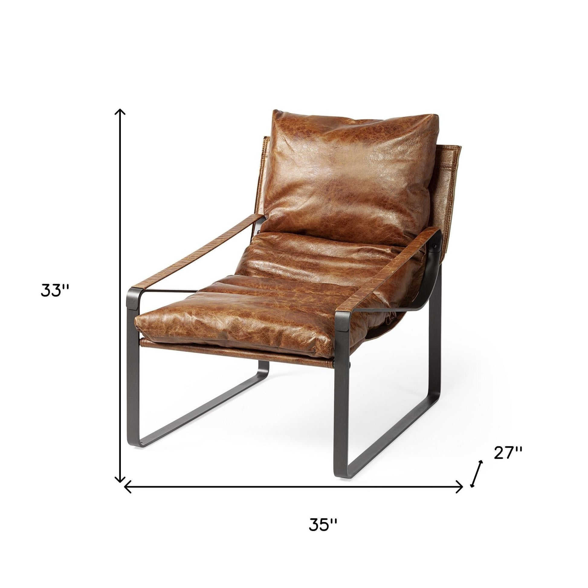 Brown & Black Leather Distressed Lounge Chair
