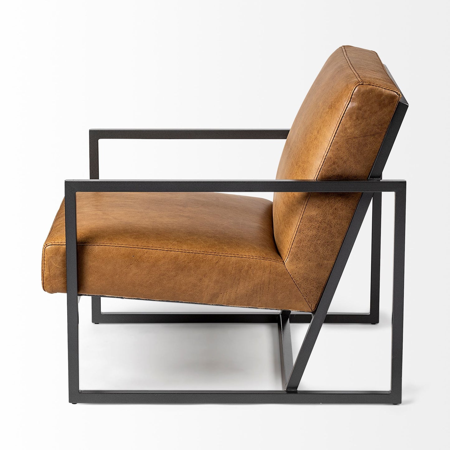 Brown & Black Faux Leather Distressed Arm Chair