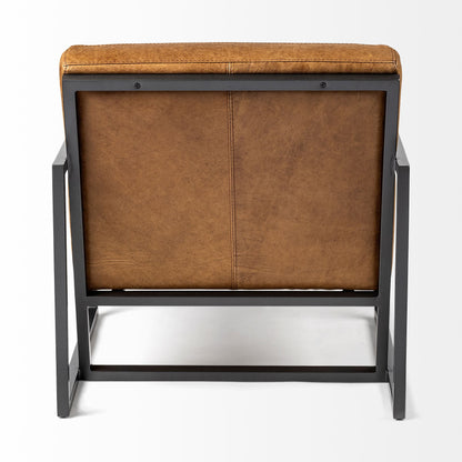 Brown & Black Faux Leather Distressed Arm Chair