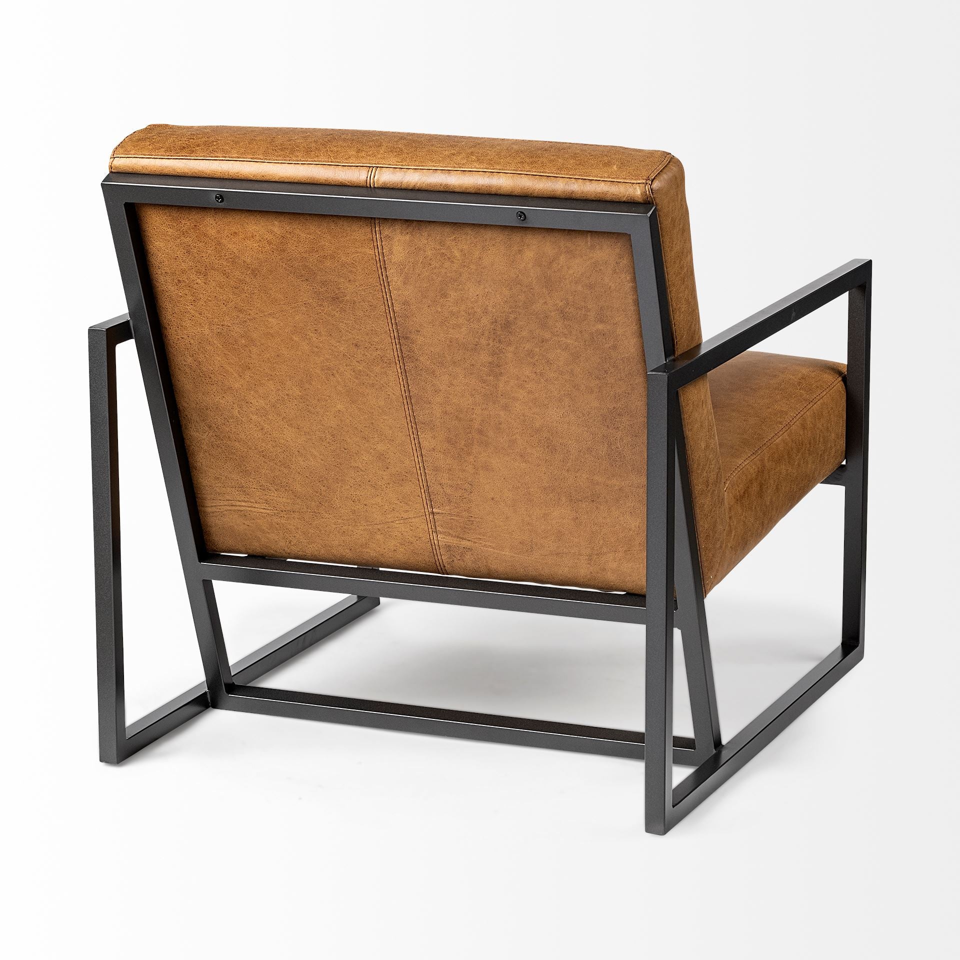 Brown & Black Faux Leather Distressed Arm Chair