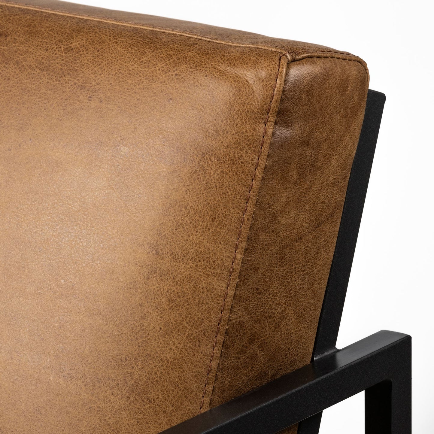 Brown & Black Faux Leather Distressed Arm Chair