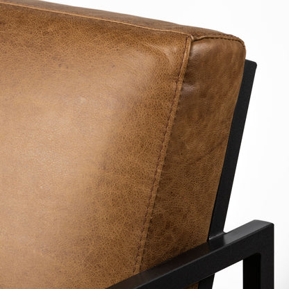 Brown & Black Faux Leather Distressed Arm Chair