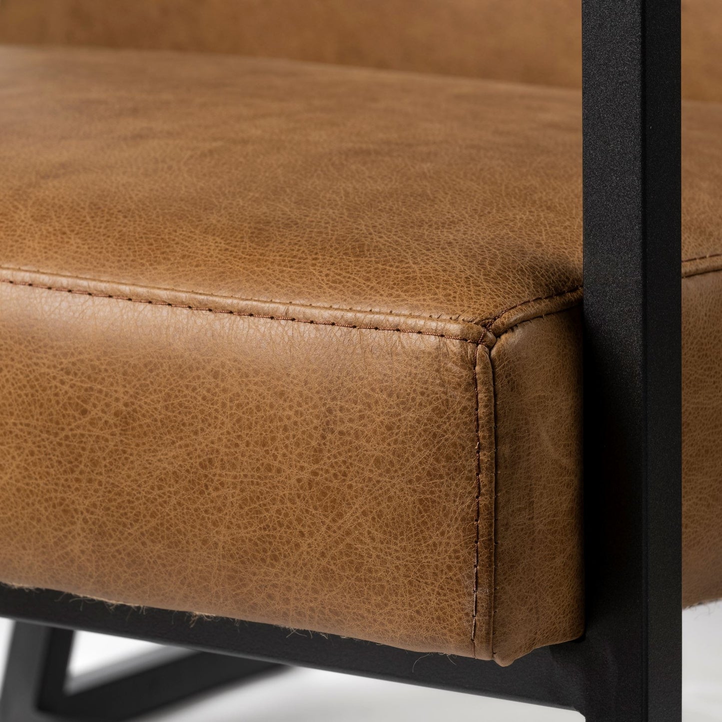 Brown & Black Faux Leather Distressed Arm Chair