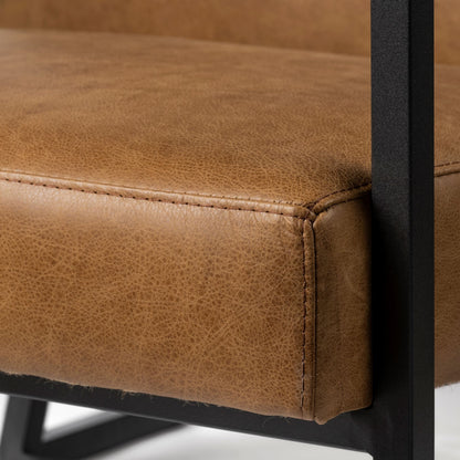 Brown & Black Faux Leather Distressed Arm Chair