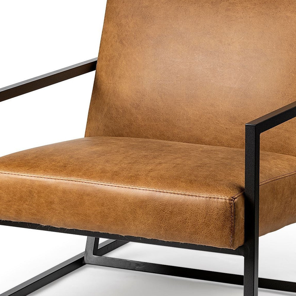 Brown & Black Faux Leather Distressed Arm Chair