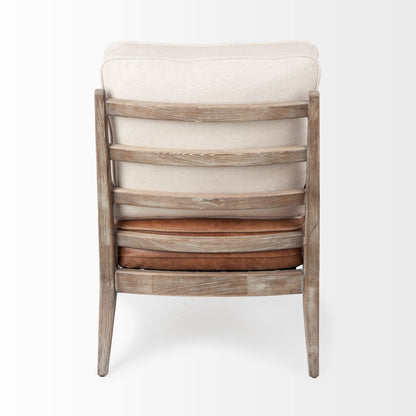 Beige & Brown Leather Arm Chair