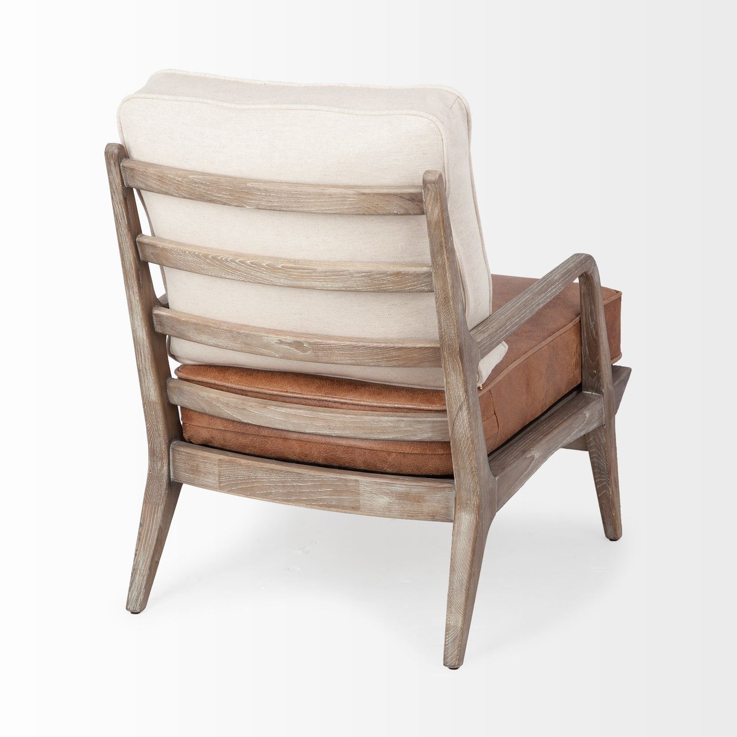 Beige & Brown Leather Arm Chair