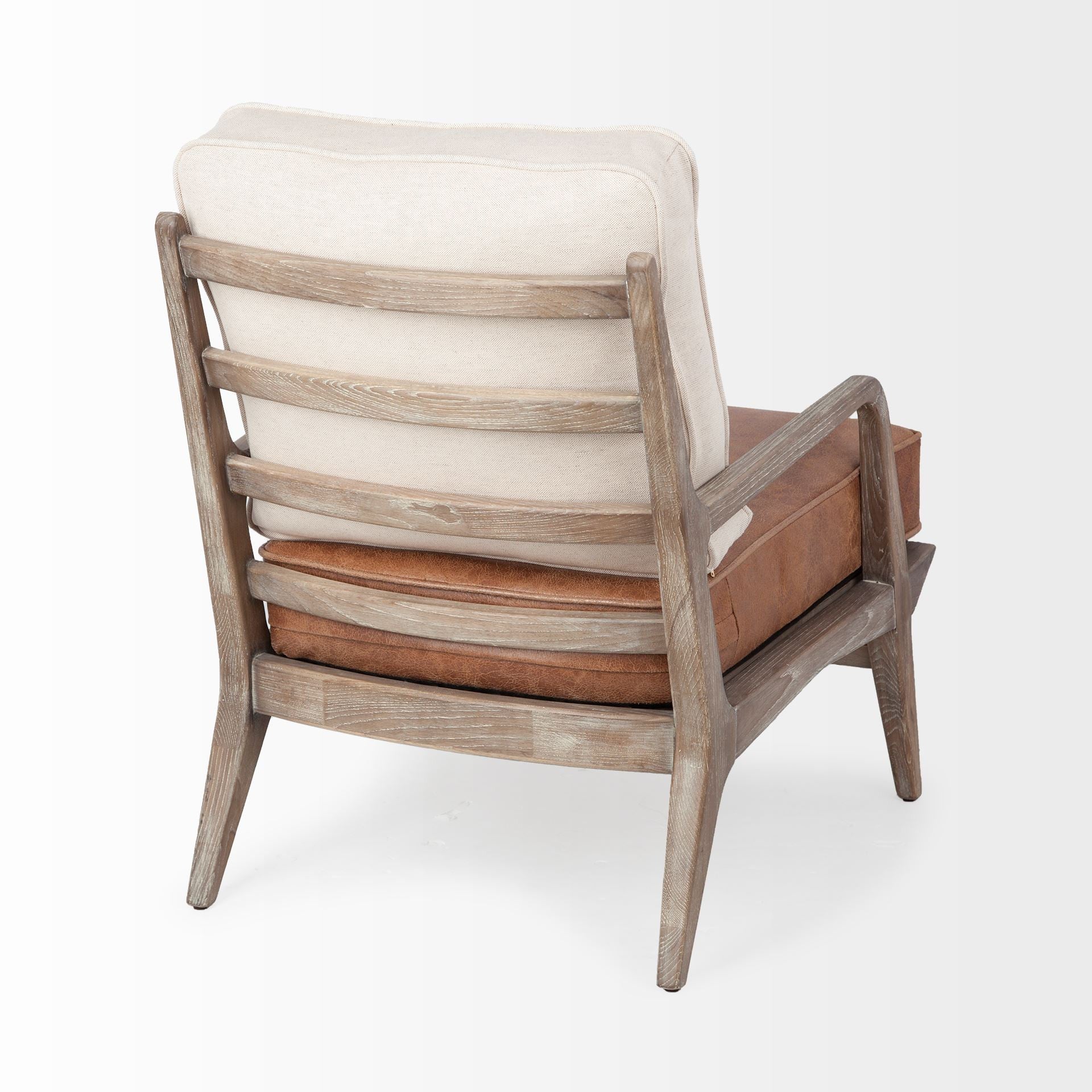 Beige & Brown Leather Arm Chair